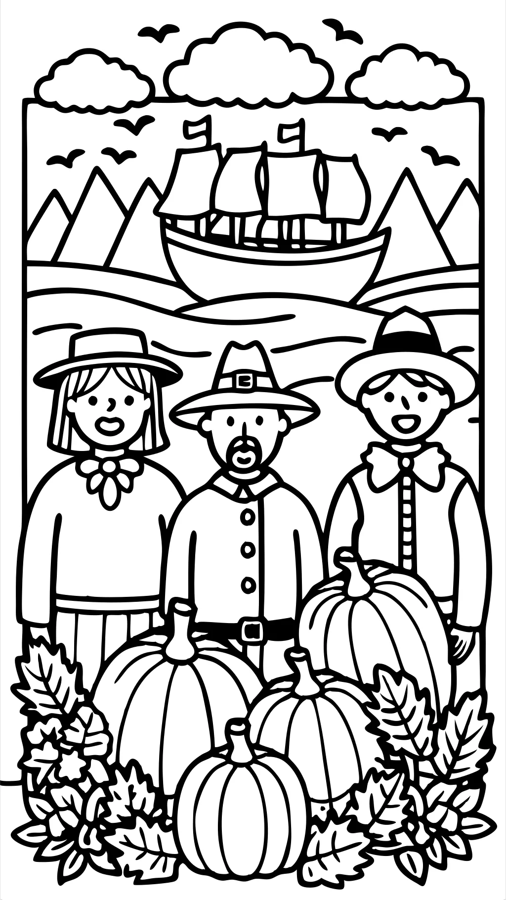 coloring page of pilgrims